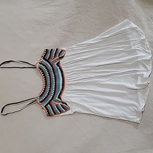 A'Gaci Crochet Skinny Strap Tank Top - Medium - Cream, Black, Orange, Blue